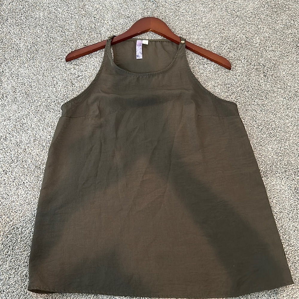 Silky halter tank with wooden button detail
